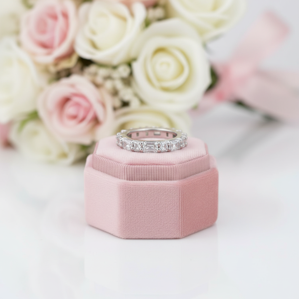 Emerald Cut Diamond Option Wedding Band-Black Diamonds New York