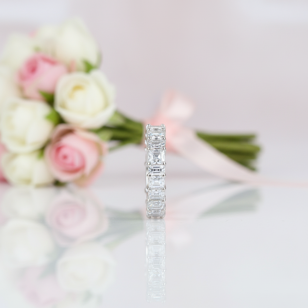 Emerald Cut Diamond Option Wedding Band-Black Diamonds New York