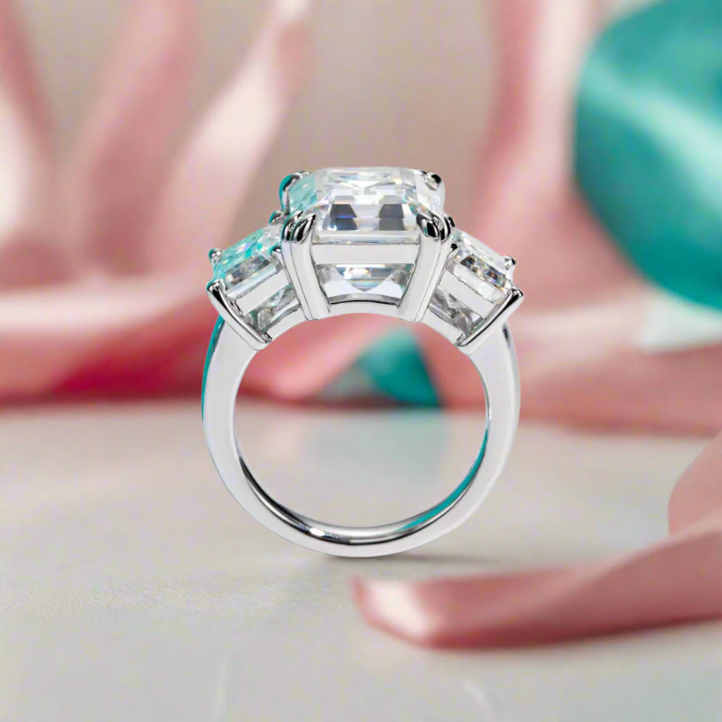 Emerald Cut Diamond 3 Stone Engagement Ring-Black Diamonds New York