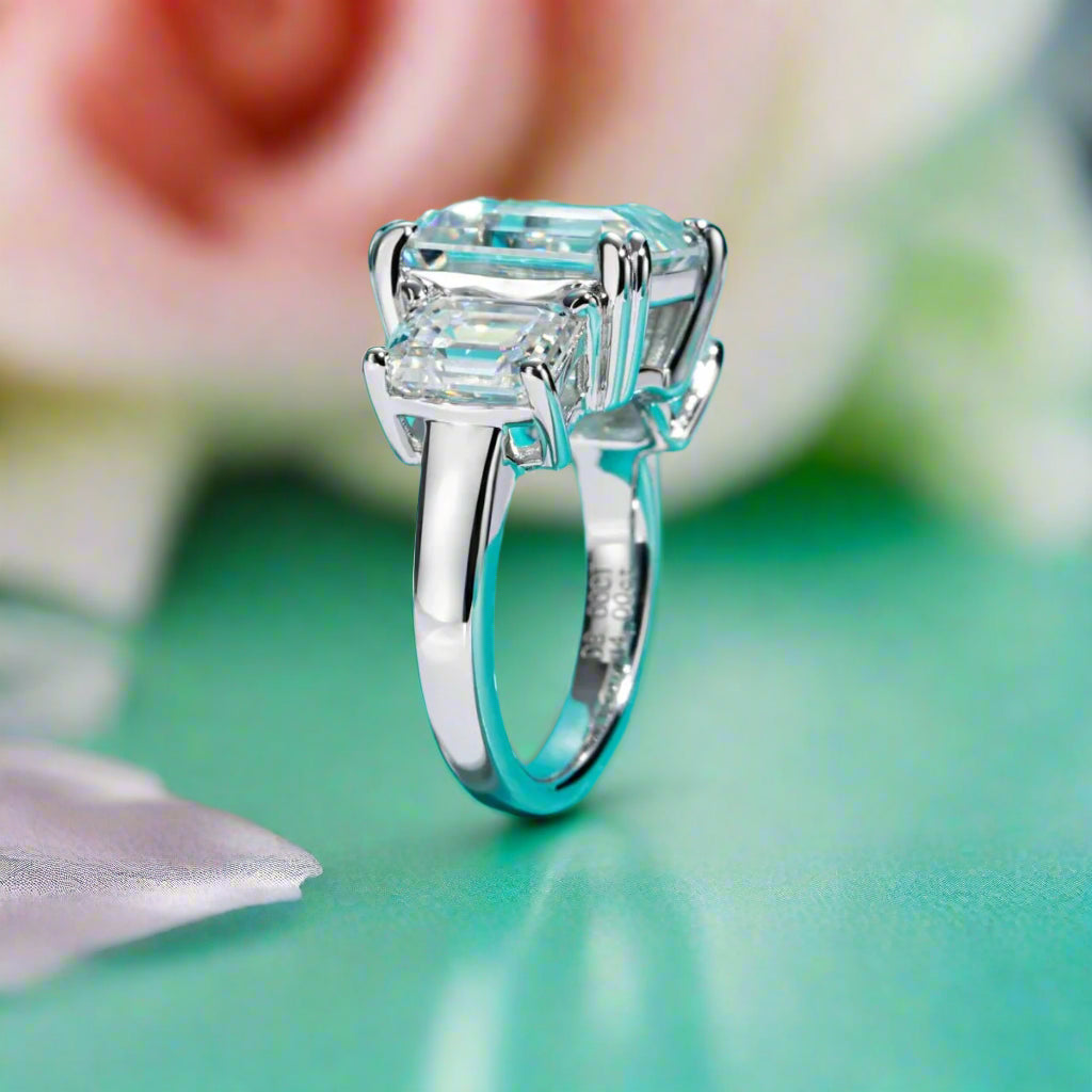 Emerald Cut Diamond 3 Stone Engagement Ring-Black Diamonds New York
