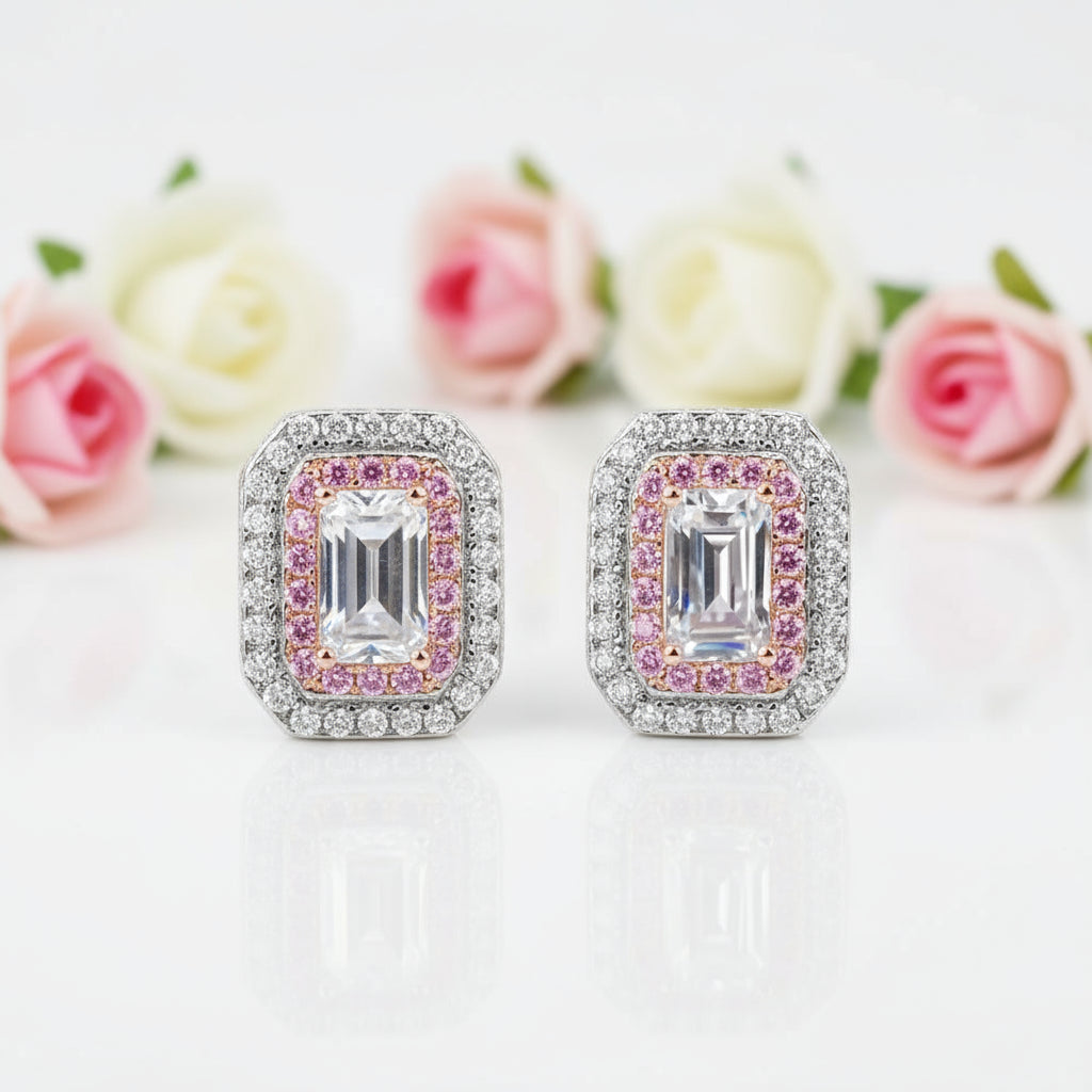 Emerald Cut Diamond Double Halo Jewelry-Black Diamonds New York