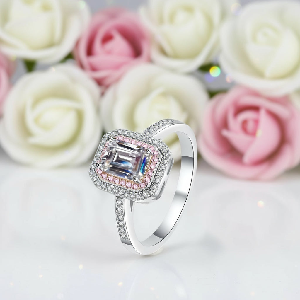 Emerald Cut Diamond Double Halo Jewelry-Black Diamonds New York