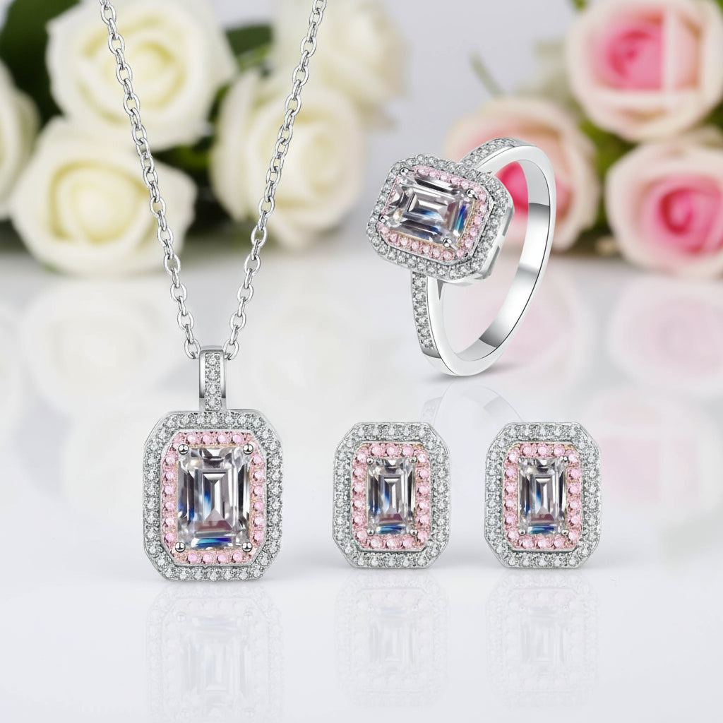 Emerald Cut Diamond Double Halo Jewelry-Black Diamonds New York