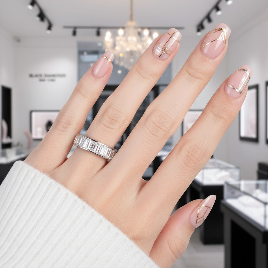 Emerald Cut Diamond Eternity Wedding Band-Black Diamonds New York