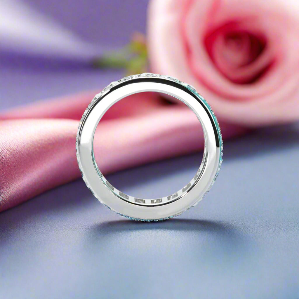 Emerald Cut Diamond Eternity Wedding Band-Black Diamonds New York