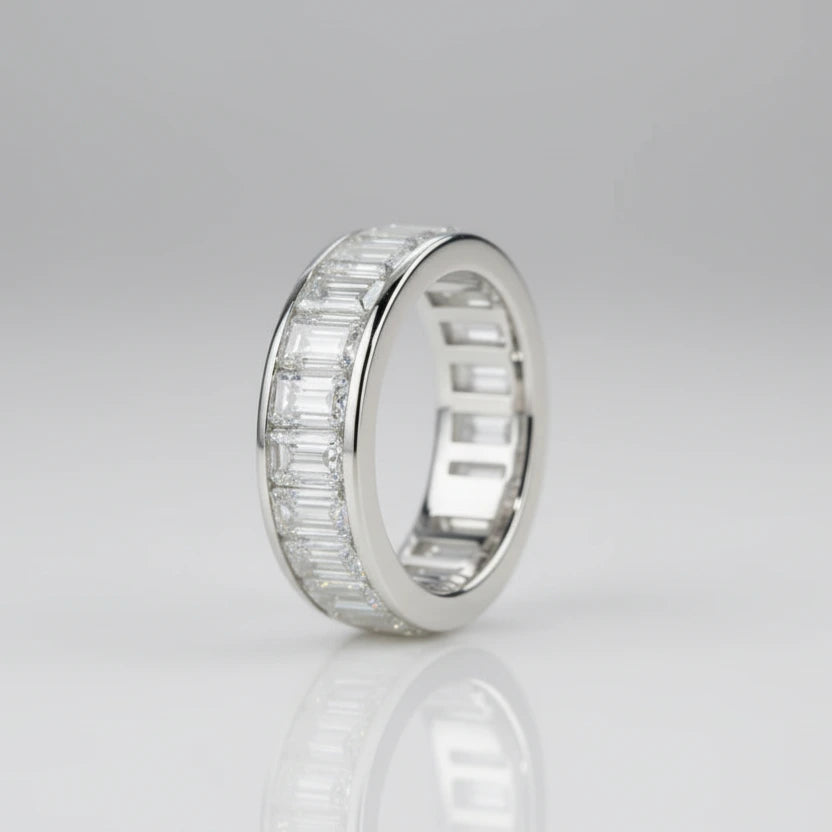 Emerald Cut Diamond Eternity Wedding Band-Black Diamonds New York