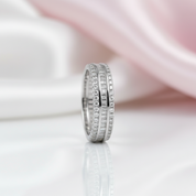 Emerald Cut Diamond Option Three-Layer Wedding Band-Black Diamonds New York