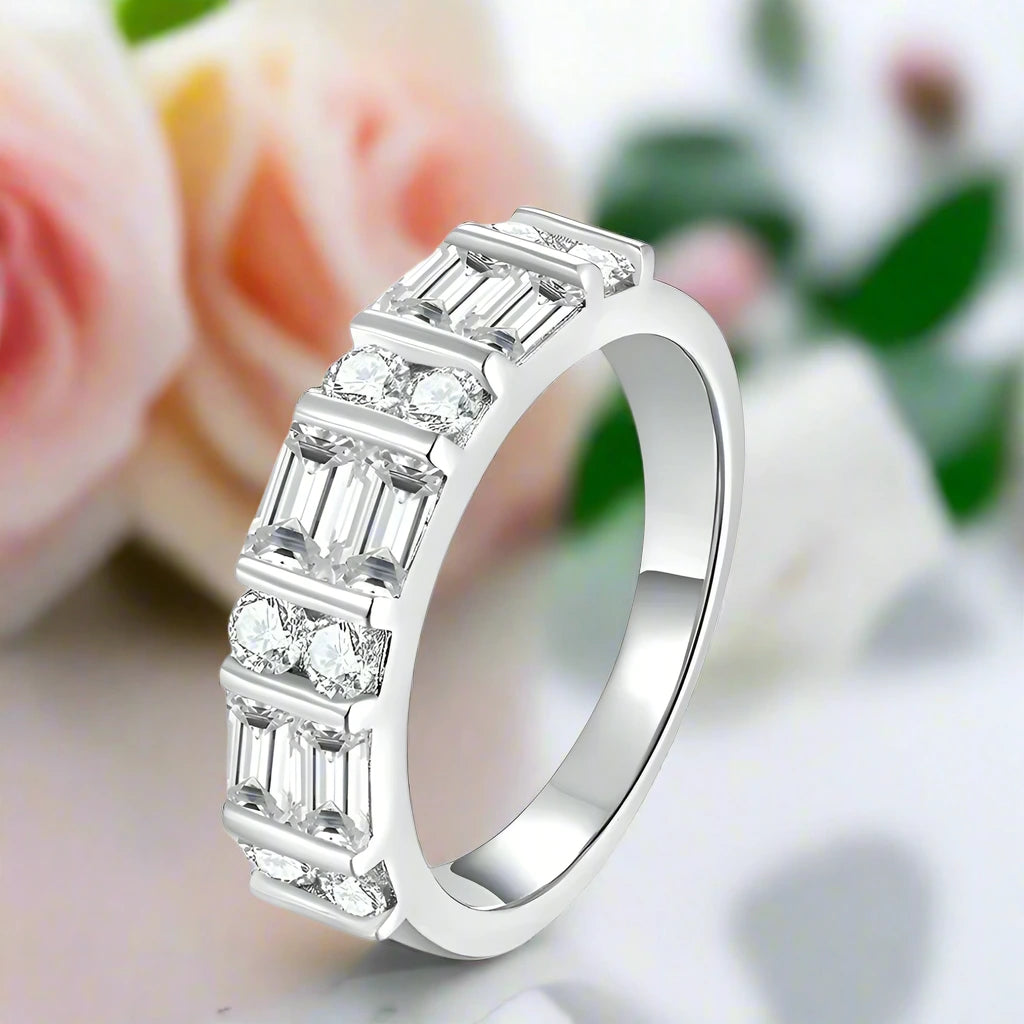 Emerald Cut Diamond Wedding Band-Black Diamonds New York