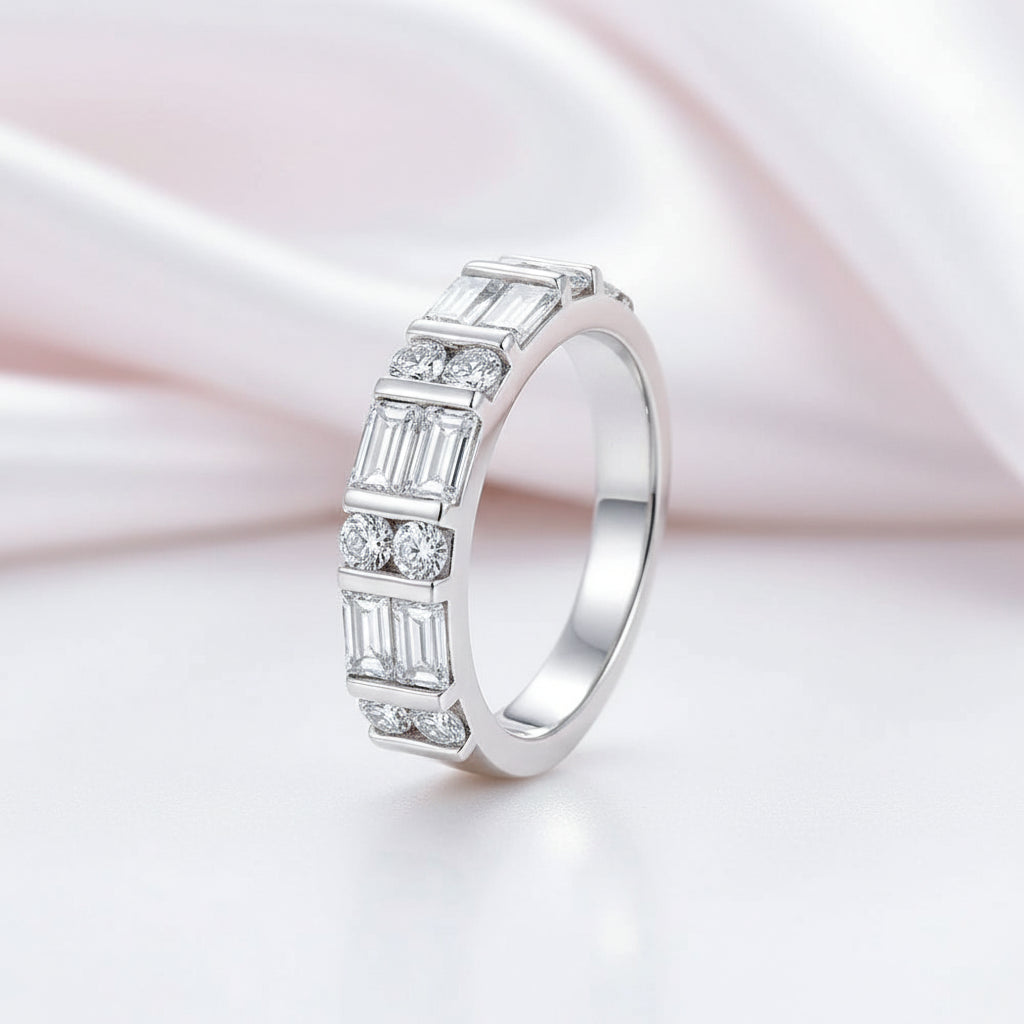 Emerald Cut Diamond Option Wedding Band-Black Diamonds New York