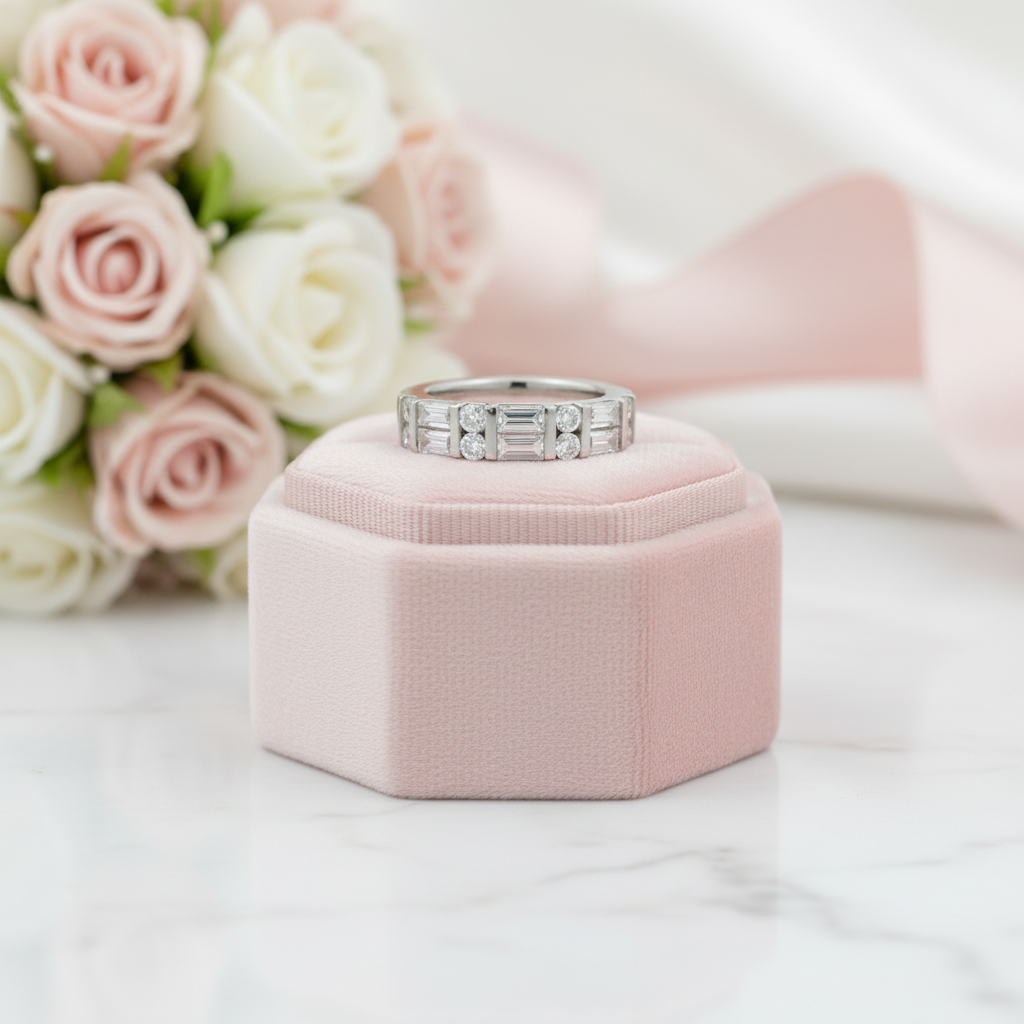 Emerald Cut Diamond Option Wedding Band-Black Diamonds New York