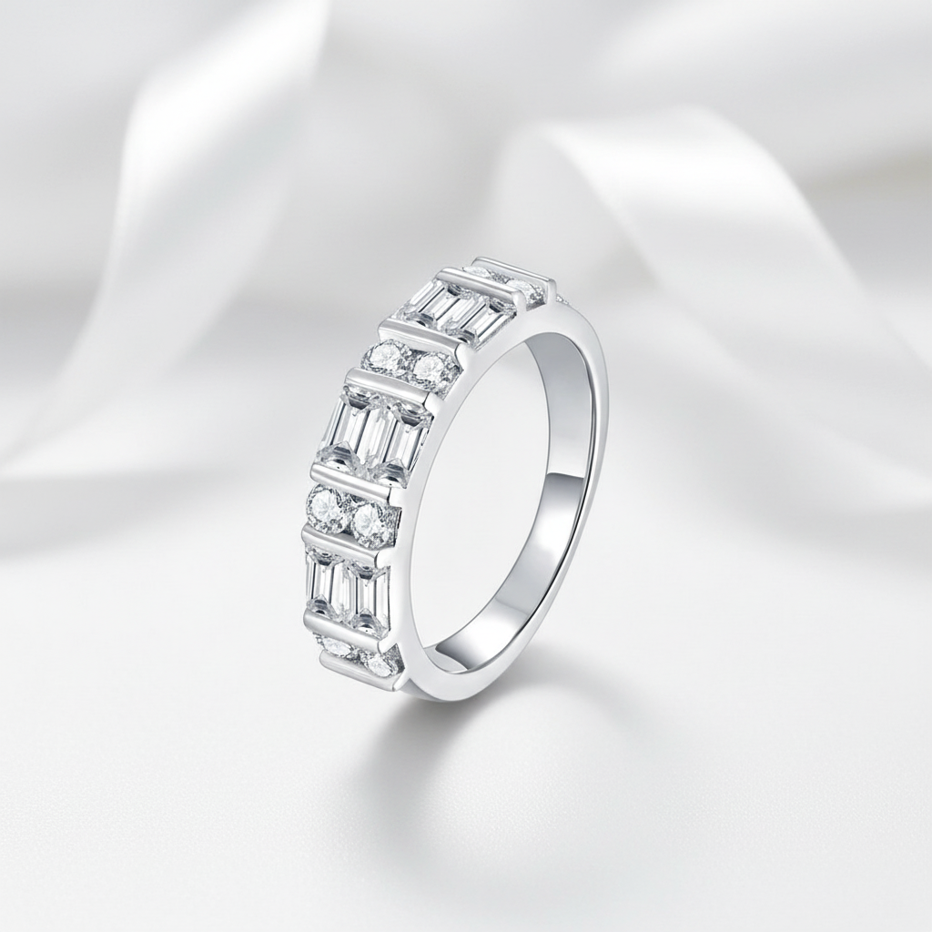 Emerald Cut Diamond Option Wedding Band-Black Diamonds New York