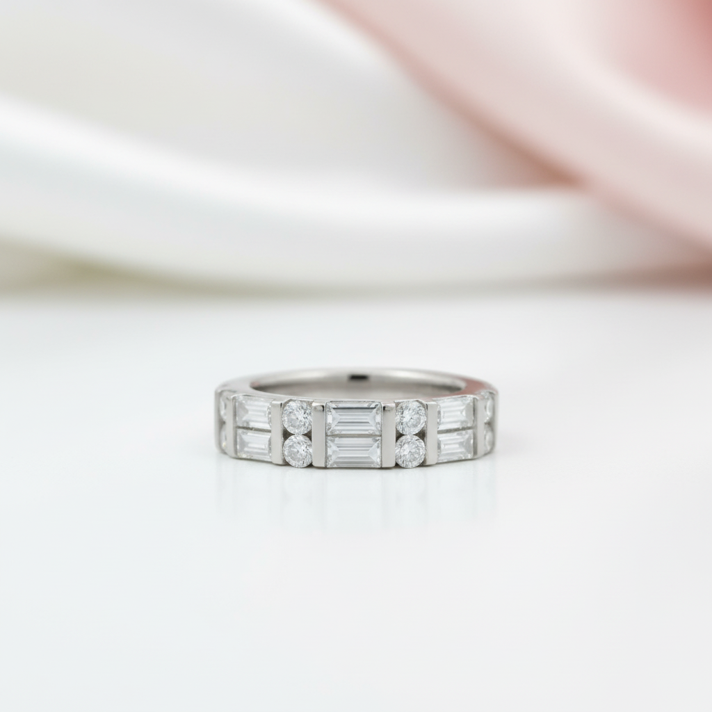 Emerald Cut Diamond Option Wedding Band-Black Diamonds New York