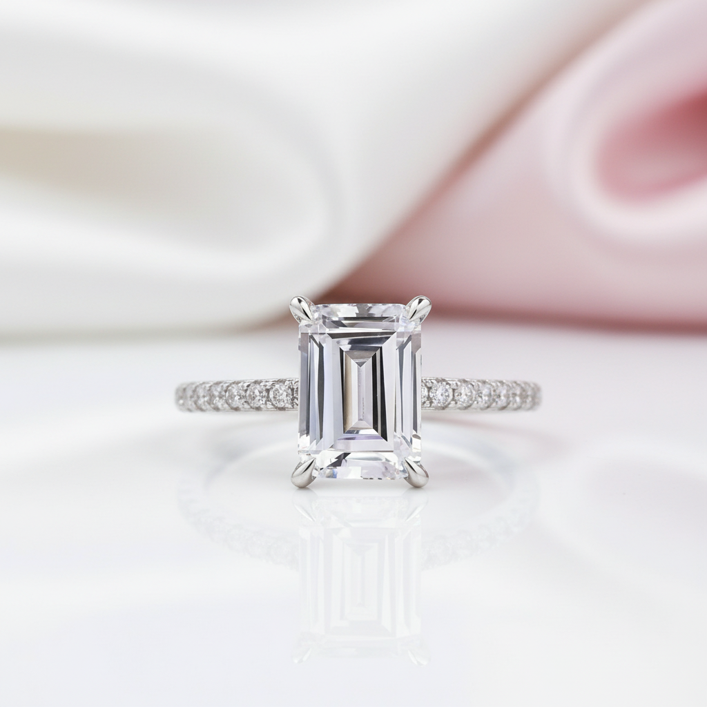 Emerald Cut Engagement Ring and Wedding Band – Black Diamonds New York