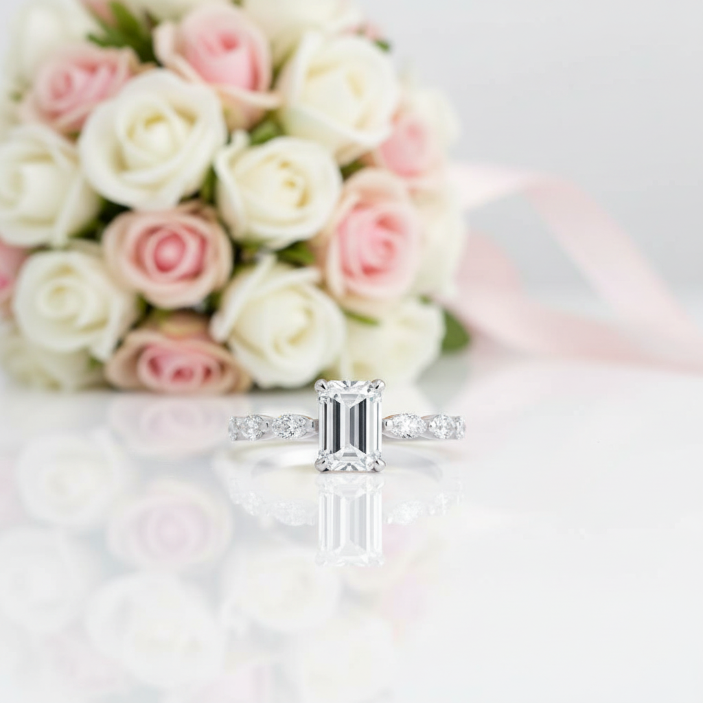 Emerald Cut Sapphire Engagement Ring-Black Diamonds New York