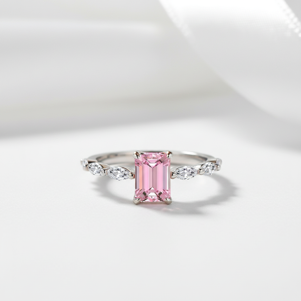 Emerald Cut Sapphire Engagement Ring-Black Diamonds New York