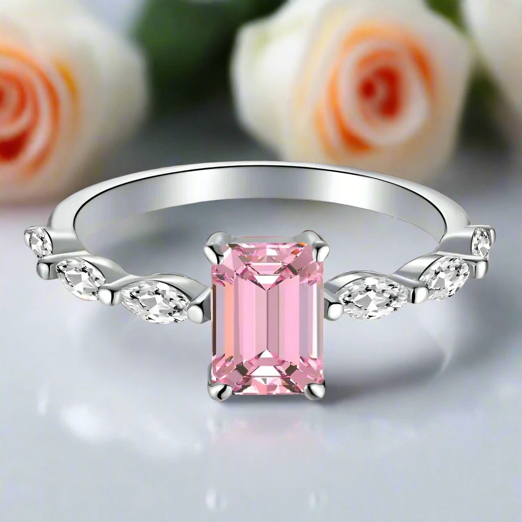 Emerald Cut Sapphire Engagement Ring-Black Diamonds New York