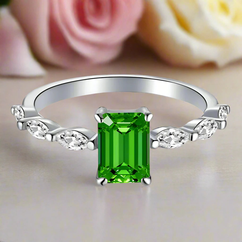 Emerald Cut Sapphire Engagement Ring-Black Diamonds New York