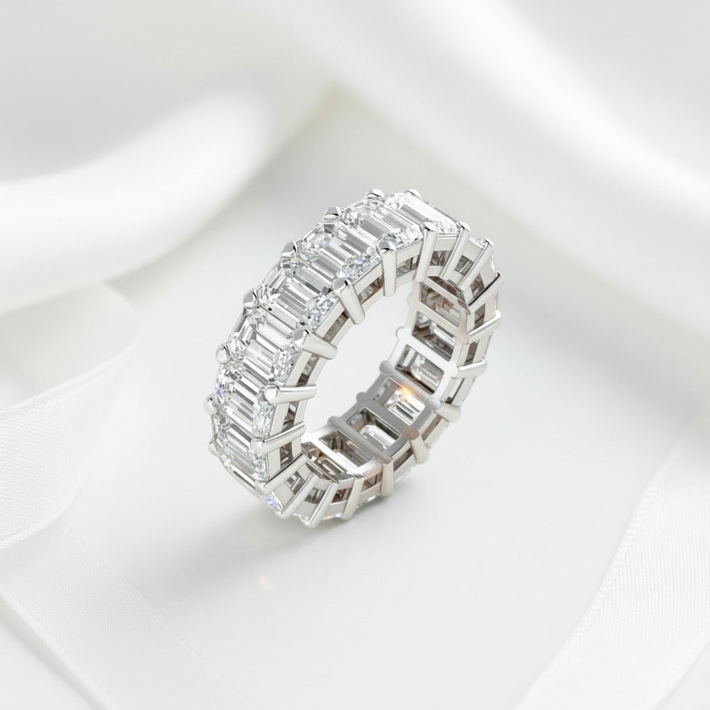 Emerald Diamond Eternity Band Ring-Black Diamonds New York