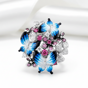 Enamel Butterflies with Diamond Option Ring-Black Diamonds New York