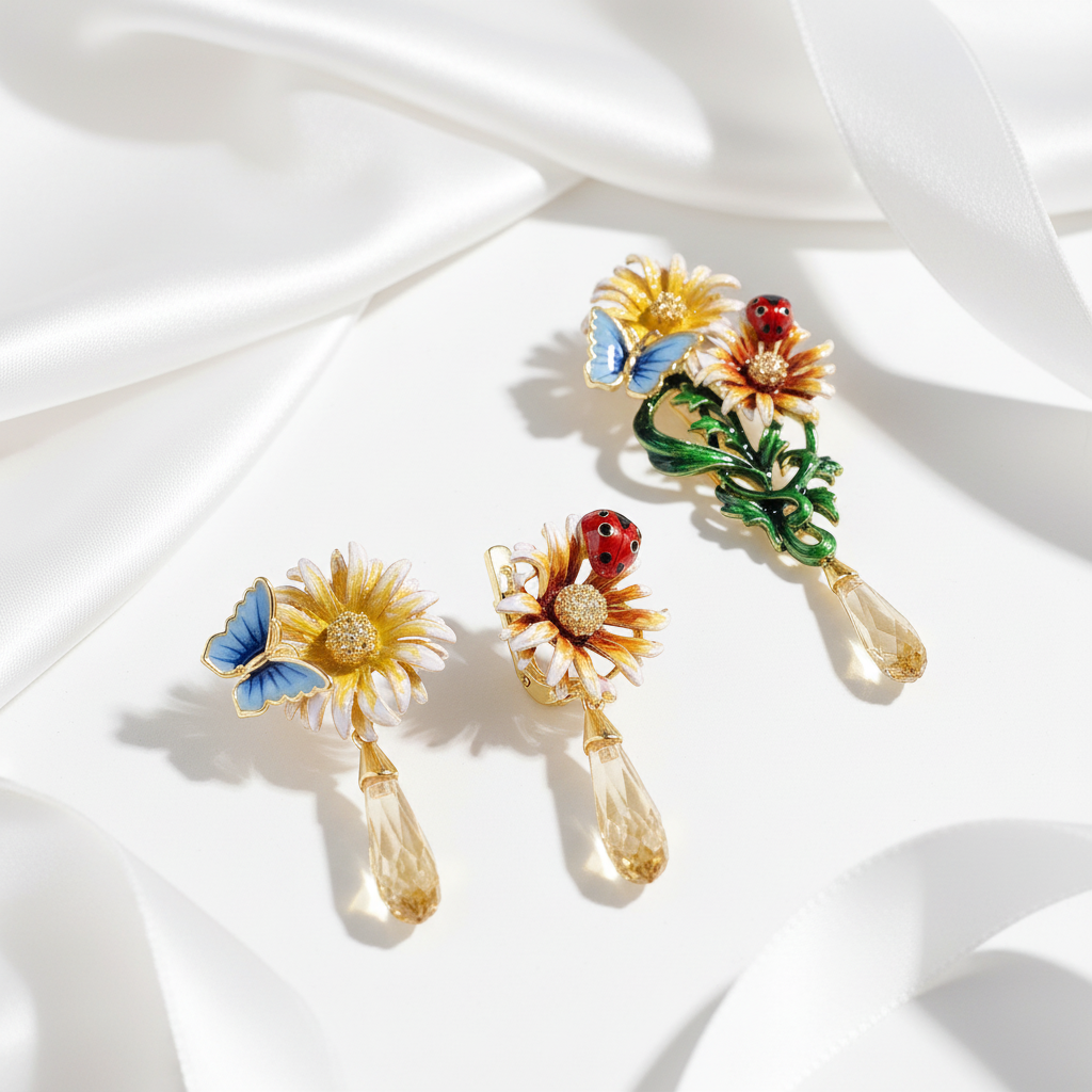 Enamel Butterfly & Bug Jewelry Set-Black Diamonds New York