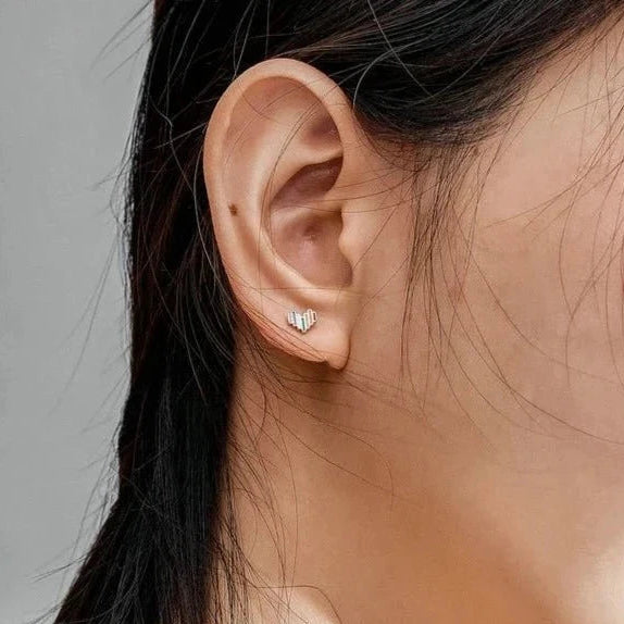 Enamel Rainbow Heart Stud Earrings-Black Diamonds New York