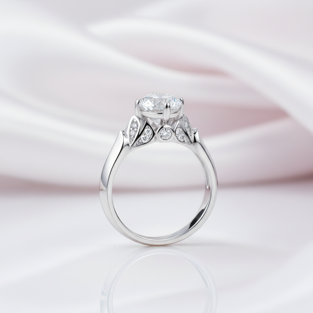 Leaf Option 1.25 Ct Round Diamond Option Engagement Ring-Black Diamonds New York