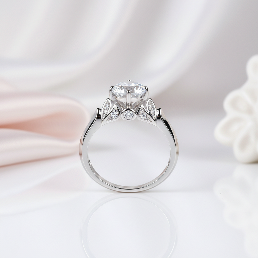 Leaf Option 1.25 Ct Round Diamond Option Engagement Ring-Black Diamonds New York