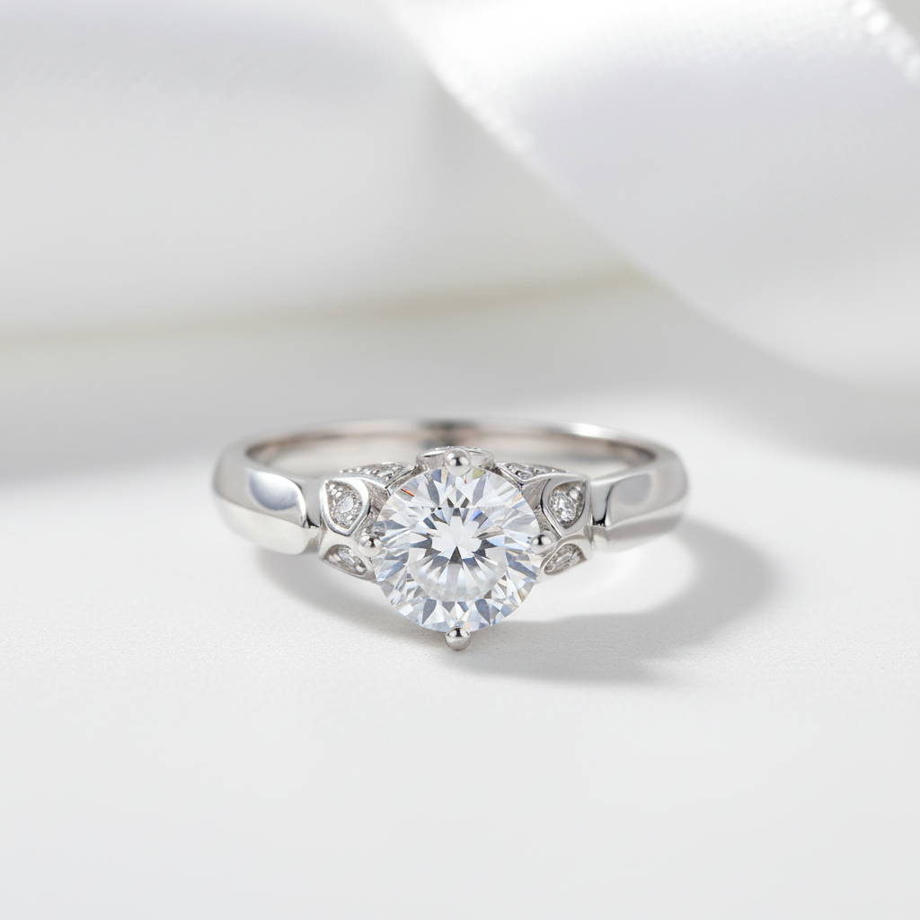 Leaf Option 1.25 Ct Round Diamond Option Engagement Ring-Black Diamonds New York