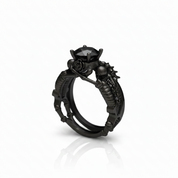 Eternal Adoration- 1.5 Carat Black Diamond Option Gothic Ring Set-Black Diamonds New York