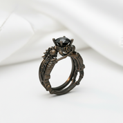 Eternal Adoration- 1.5 Carat Black Diamond Gothic Ring Set-Black Diamonds New York