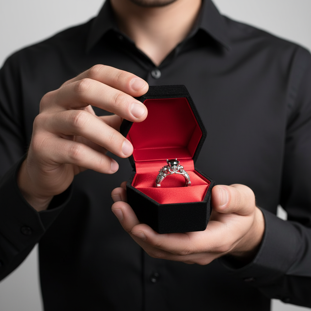 Eternal Adoration- 1.5 Carat Black Diamond Gothic Ring Set-Black Diamonds New York