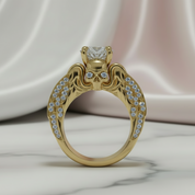 Eternal Love Rings- Round Cut Diamond Option Skull Engagement Ring in 14k White Gold-Black Diamonds New York