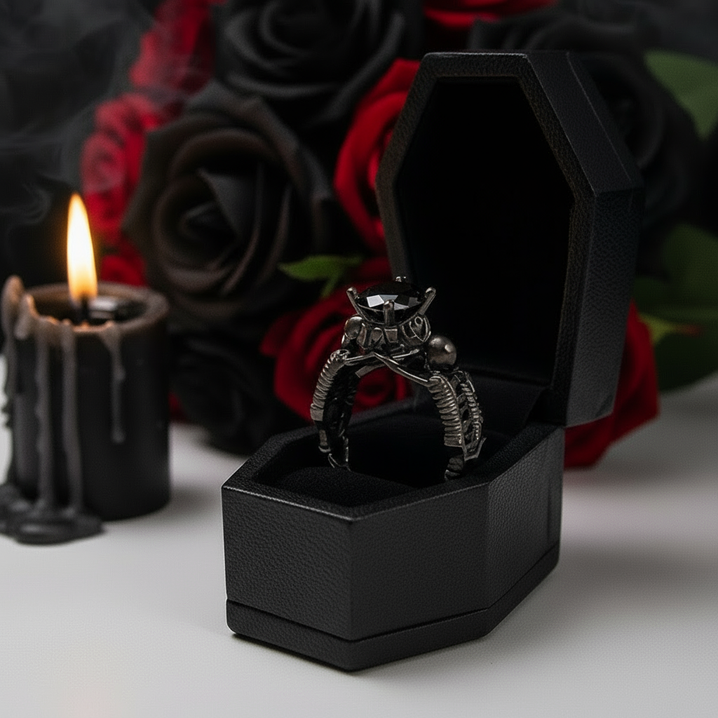 Eternal Adoration- 1.5 Carat Black Diamond Gothic Ring Set-Black Diamonds New York
