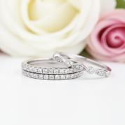 Eternity 3PC Stacking Wedding Band Set In White Gold Plated-Black Diamonds New York