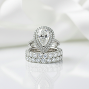 Eternity Double Halo Pear Cut 3-Pieces Wedding Set-Black Diamonds New York