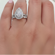 Eternity Double Halo Pear Cut Wedding Set-Black Diamonds New York
