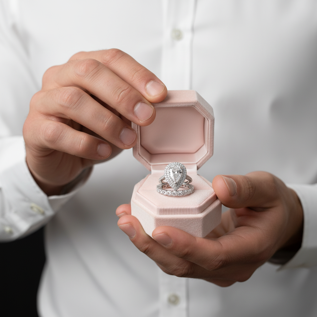 Eternity Double Halo Pear Cut Wedding Set-Black Diamonds New York