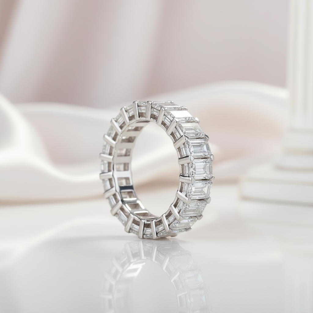 Eternity Emerald Cut Diamond Women's Wedding Band-Black Diamonds New York
