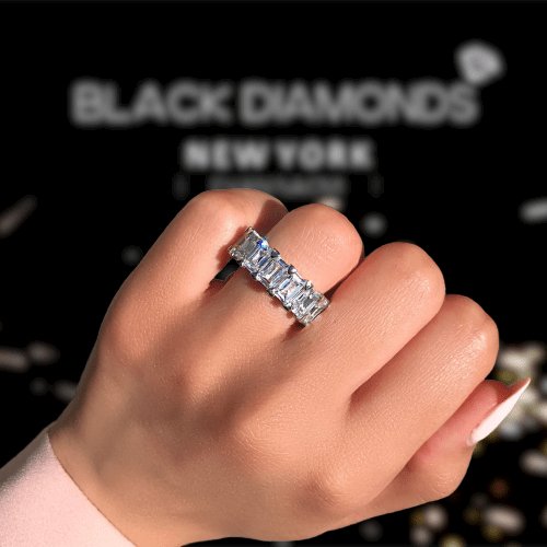 Flash Sale- Eternity Emerald Cut Diamond Women's Wedding Band-Black Diamonds New York