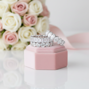 Eternity Emerald & Round & Oval Cut Wedding Band Set-Black Diamonds New York