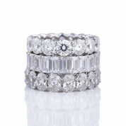 Eternity Emerald & Round & Oval Cut Wedding Band Set-Black Diamonds New York