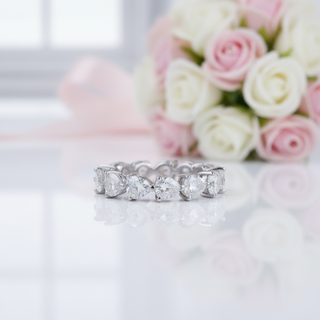 Eternity Heart Cut Wedding Band-Black Diamonds New York