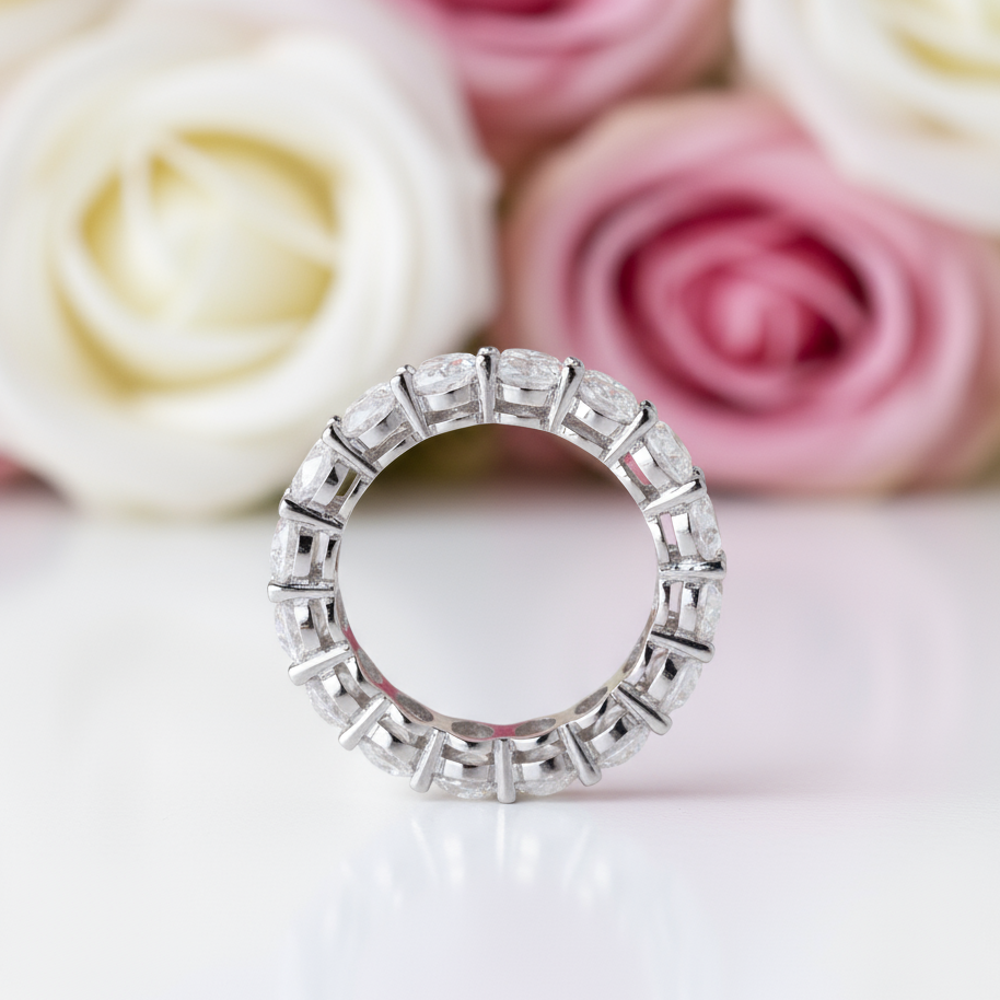 Eternity Oval Cut Diamond Wedding Band Ring-Black Diamonds New York