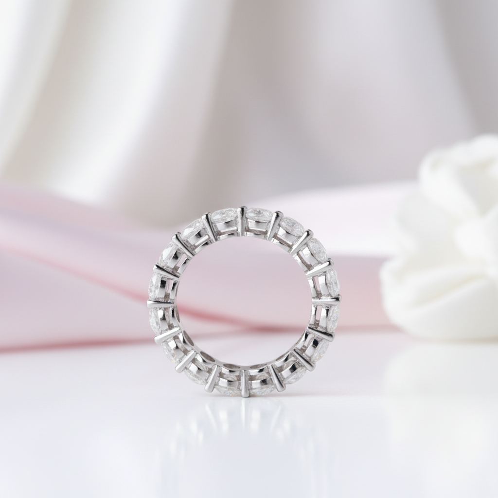 Eternity Oval Cut Diamond Option Wedding Band Ring-Black Diamonds New York