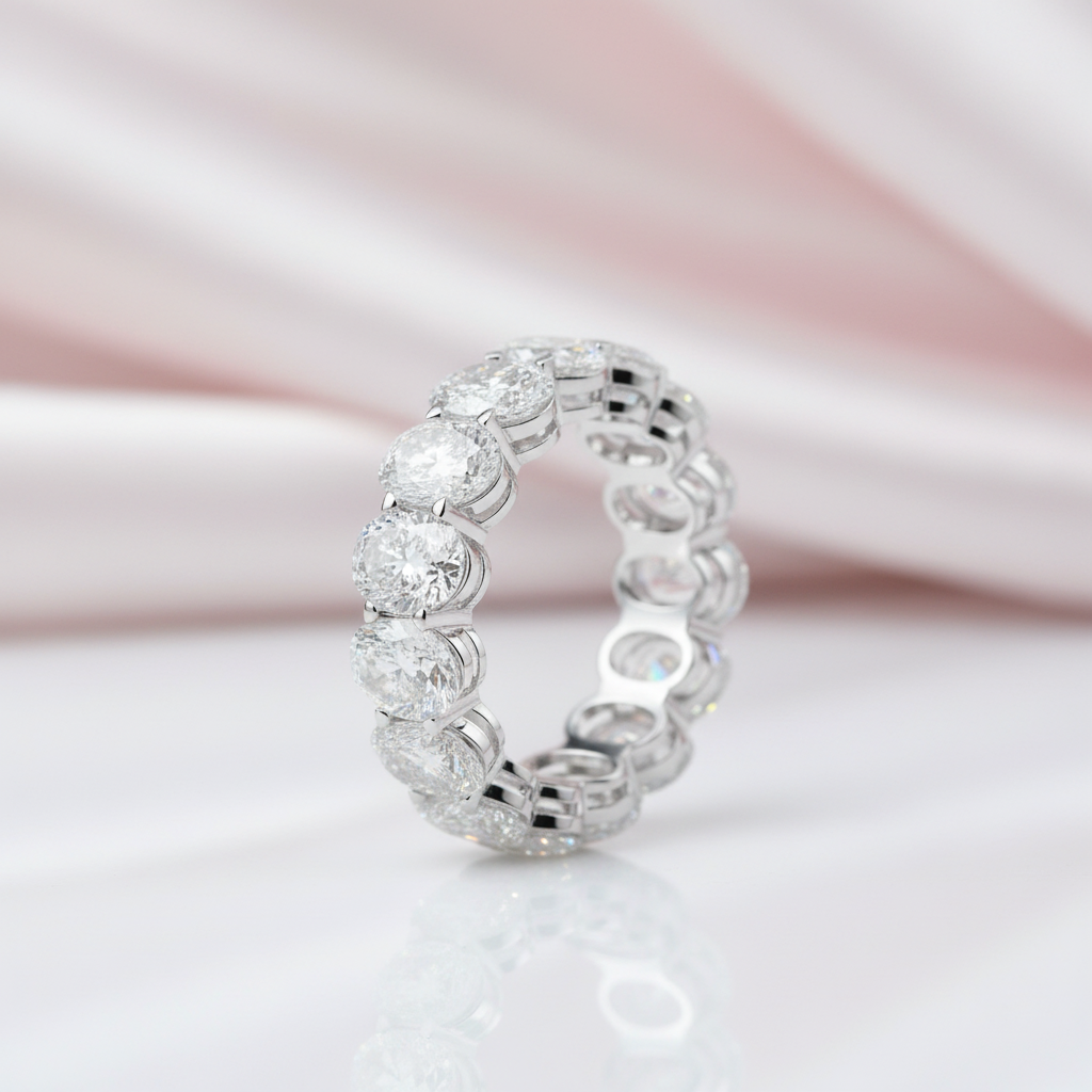 Eternity Oval Cut Diamond Option Wedding Band Ring-Black Diamonds New York