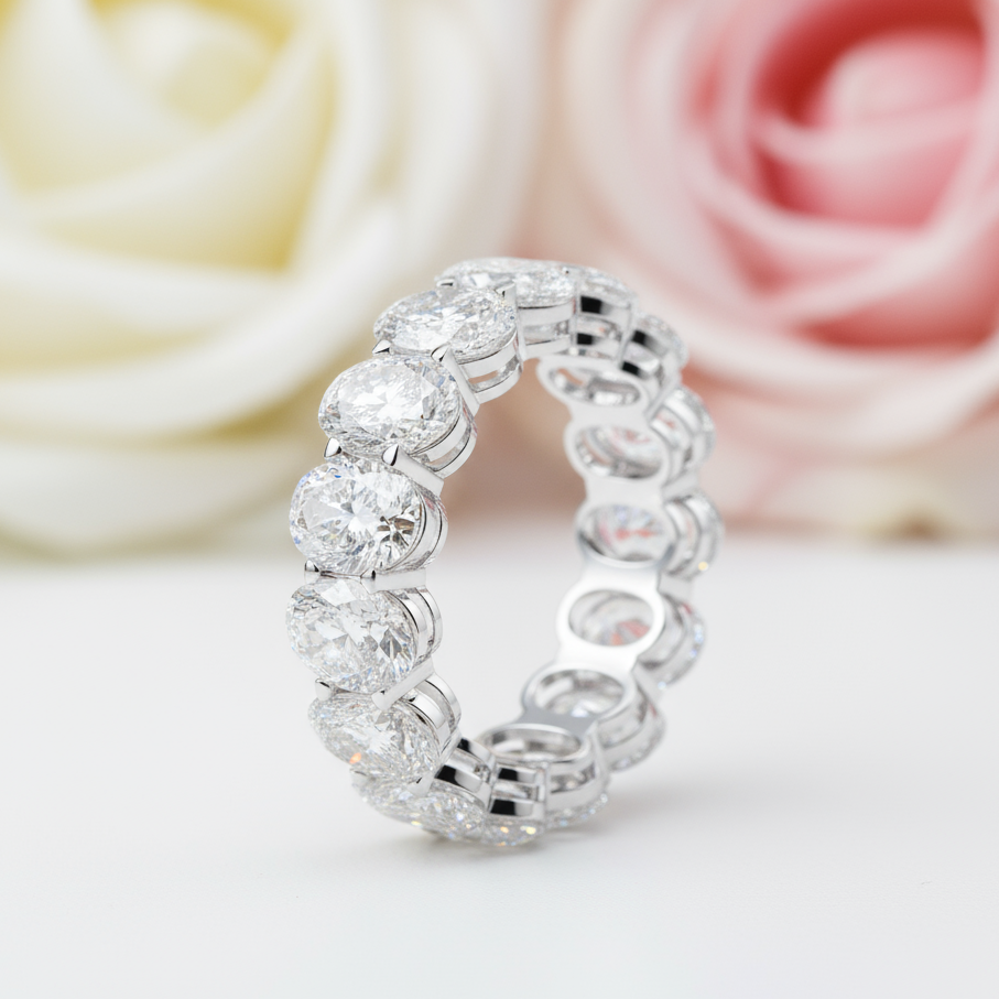 Eternity Oval Cut Diamond Wedding Band Ring-Black Diamonds New York