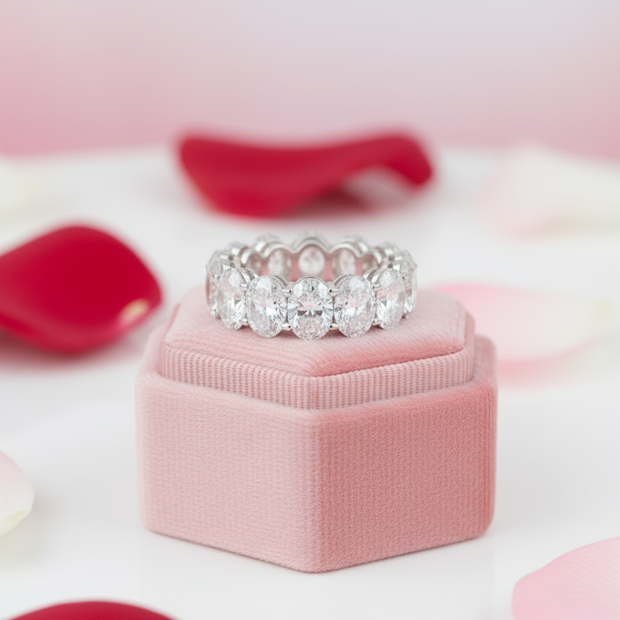 Eternity Oval Cut Diamond Wedding Band Ring-Black Diamonds New York