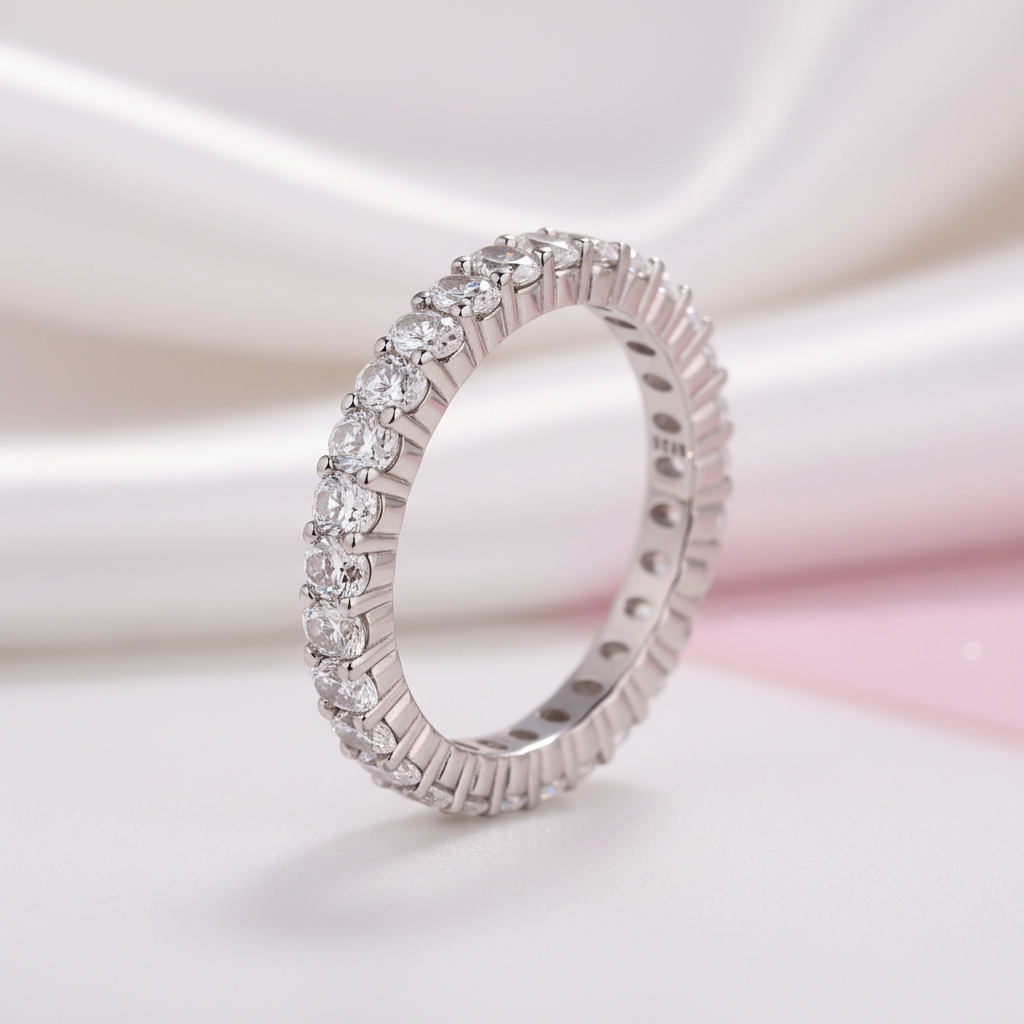 Eternity Oval Cut Simulated Diamond Option Wedding Ring Band-Black Diamonds New York