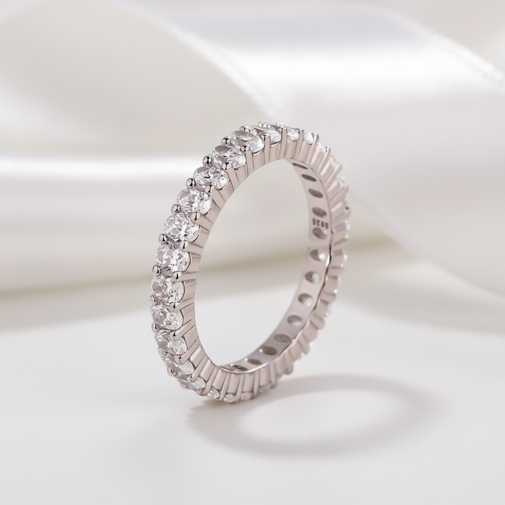 Eternity Oval Cut Simulated Diamond Option Wedding Ring Band-Black Diamonds New York