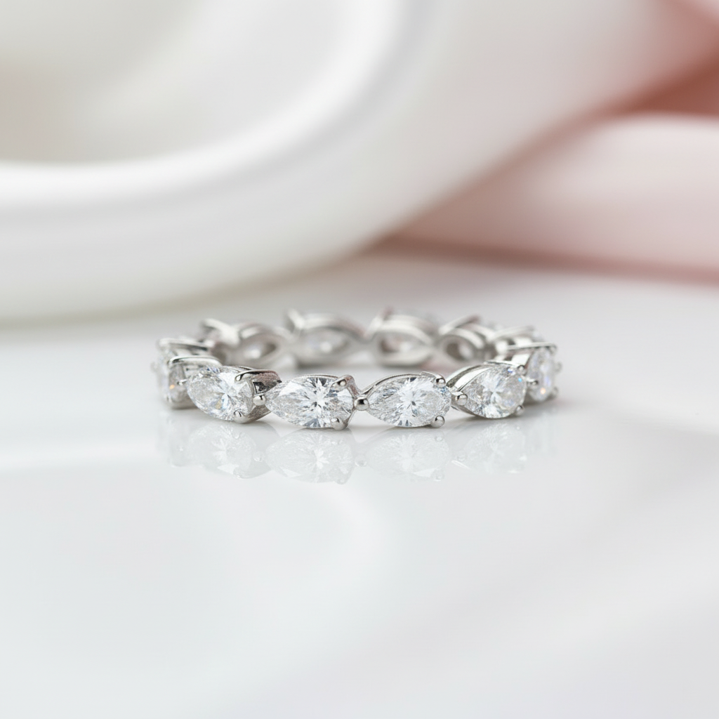 Eternity Pear Cut Diamond Wedding Band Ring-Black Diamonds New York